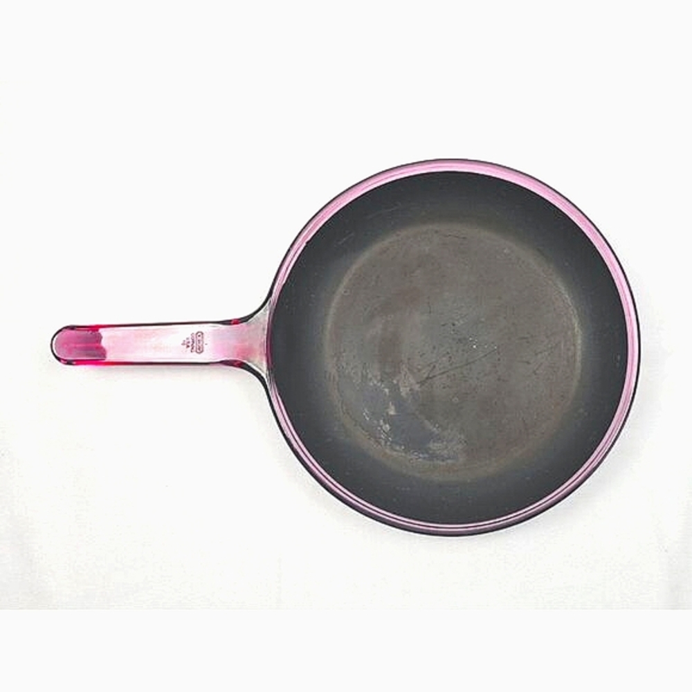 Vintage‎ PYREX Vision 10 Cranberry Open Skillet Non-Stick Glass Fry Pan